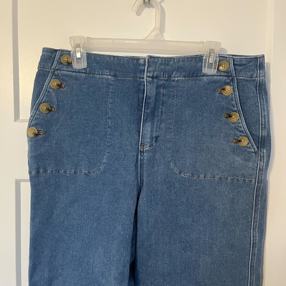 TALBOTS Sailor Jeans Women's 12 Wide Leg Stretch High Rise Nautical Mystic Blue - Picture 4 of 11